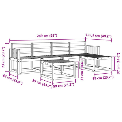 vidaXL Outdoor Sofa Set 6 pcs White 59 x 59 x 37 cm Solid Acacia Wood