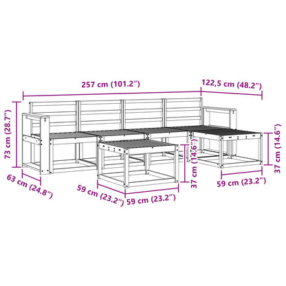 vidaXL Outdoor Sofa Set 6 pcs White 59 x 59 x 37 cm Solid Acacia Wood