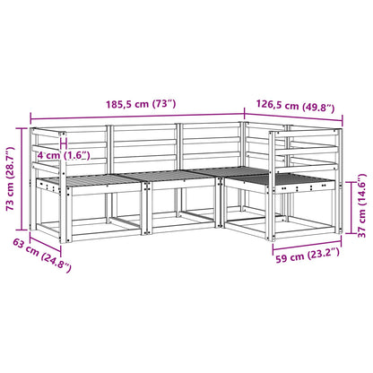 vidaXL Outdoor Sofa Set 4 pcs White 185.5 x 126.5 x 73 cm