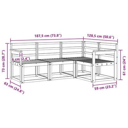vidaXL Outdoor Sofa Set 4 pcs White 187.5 x 128.5 x 73 cm