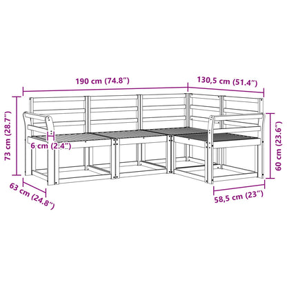 vidaXL Outdoor Sofa Set 4 pcs White 190 x 130.5 x 73 cm