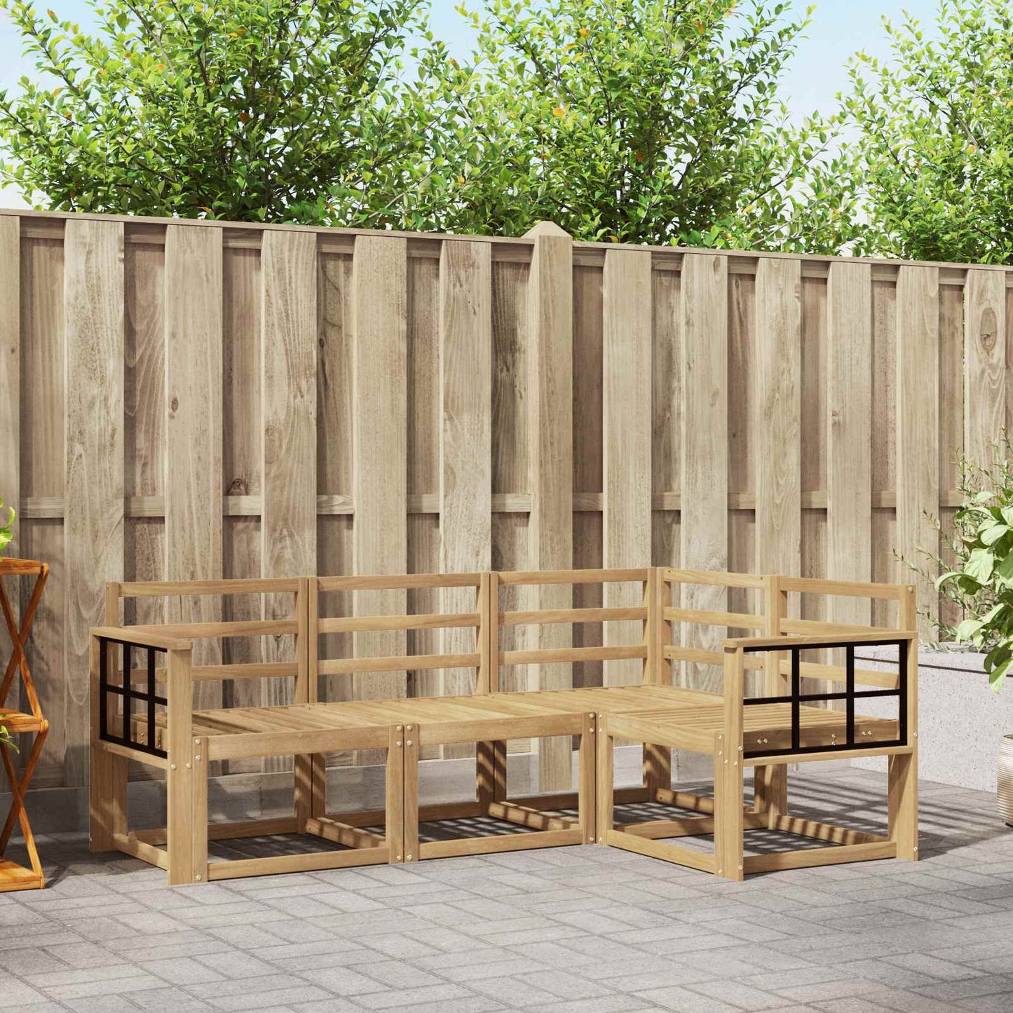 vidaXL Outdoor Sofa Set 4 pcs White 187.5 x 128.5 x 73 cm