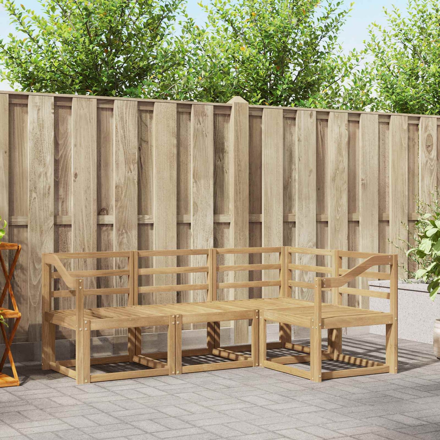 vidaXL Outdoor Sofa Set 4 pcs White 185.5 x 126.5 x 73 cm