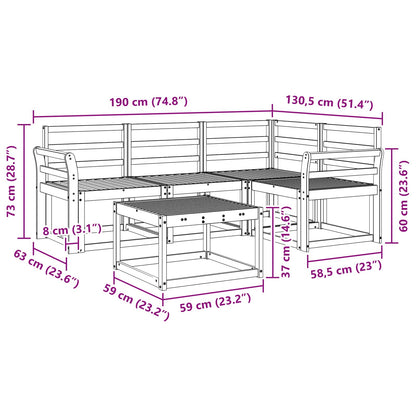 vidaXL Outdoor Sofa Set 5 pcs White 59 x 59 x 37 cm Solid Acacia Wood