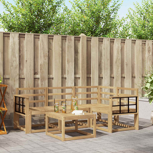 vidaXL Outdoor Sofa Set 5 pcs White 59 x 59 x 37 cm Solid Acacia Wood