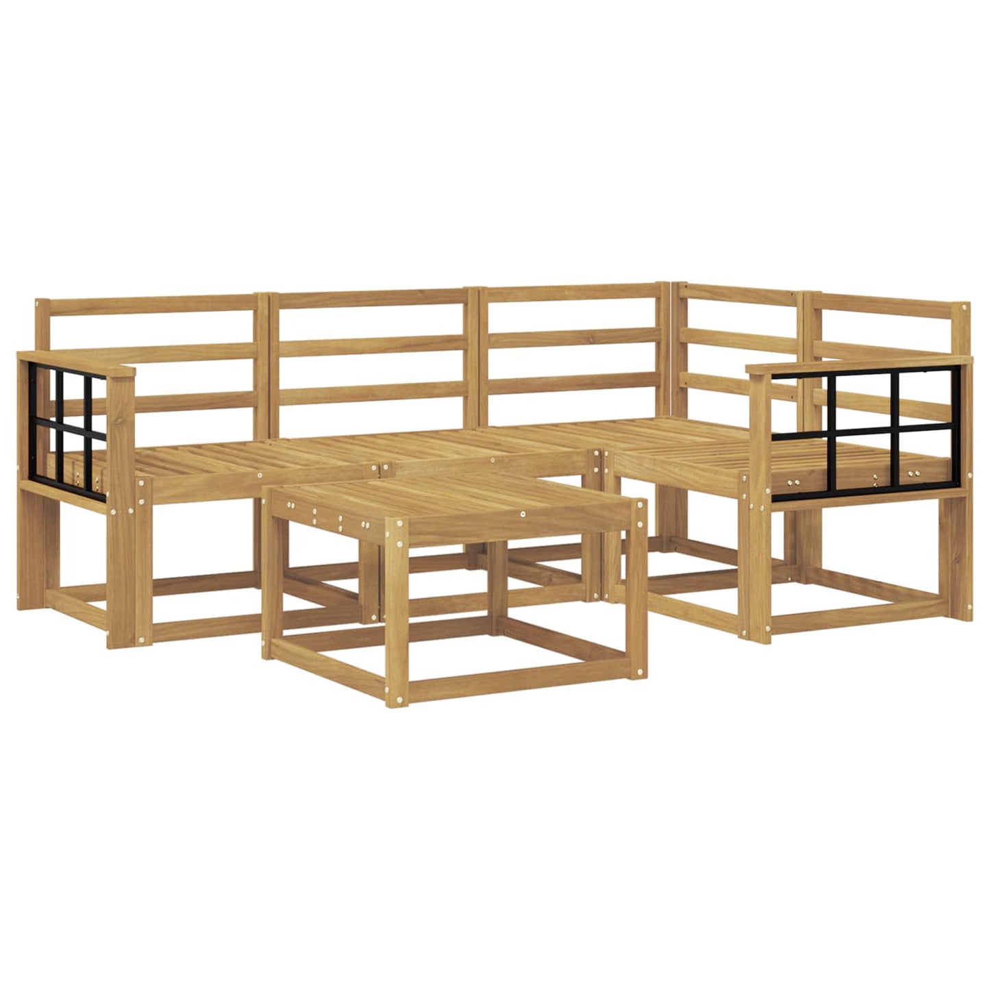 vidaXL Outdoor Sofa Set 5 pcs White 59 x 59 x 37 cm Solid Acacia Wood
