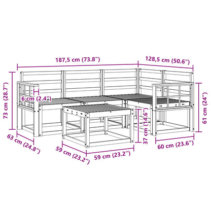 vidaXL Outdoor Sofa Set 5 pcs White 59 x 59 x 37 cm Solid Acacia Wood