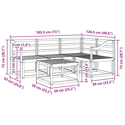 vidaXL Outdoor Sofa Set 5 pcs White 59 x 59 x 37 cm Solid Acacia Wood