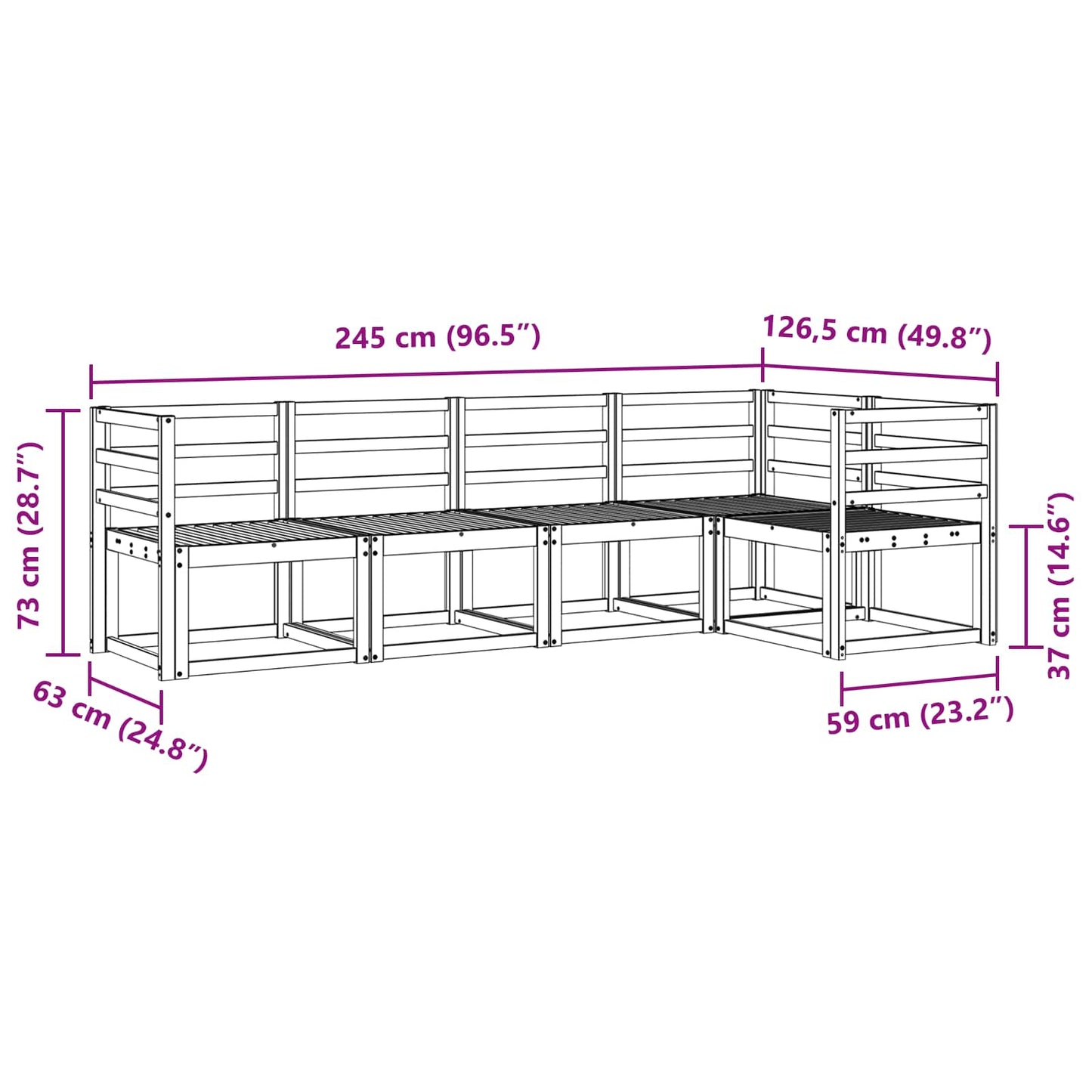 vidaXL Outdoor Sofa Set 5 pcs White Solid Acacia Wood