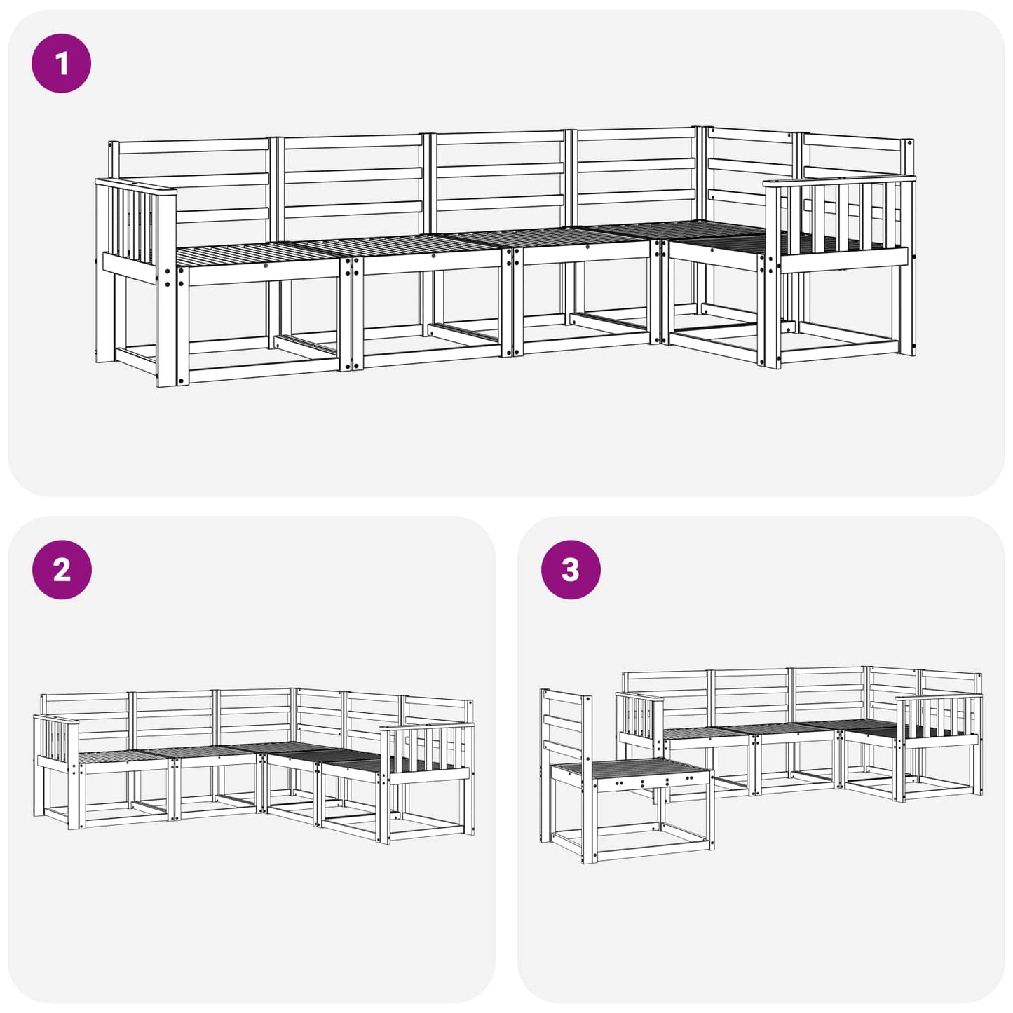 vidaXL Outdoor Sofa Set 5 pcs White Solid Acacia Wood