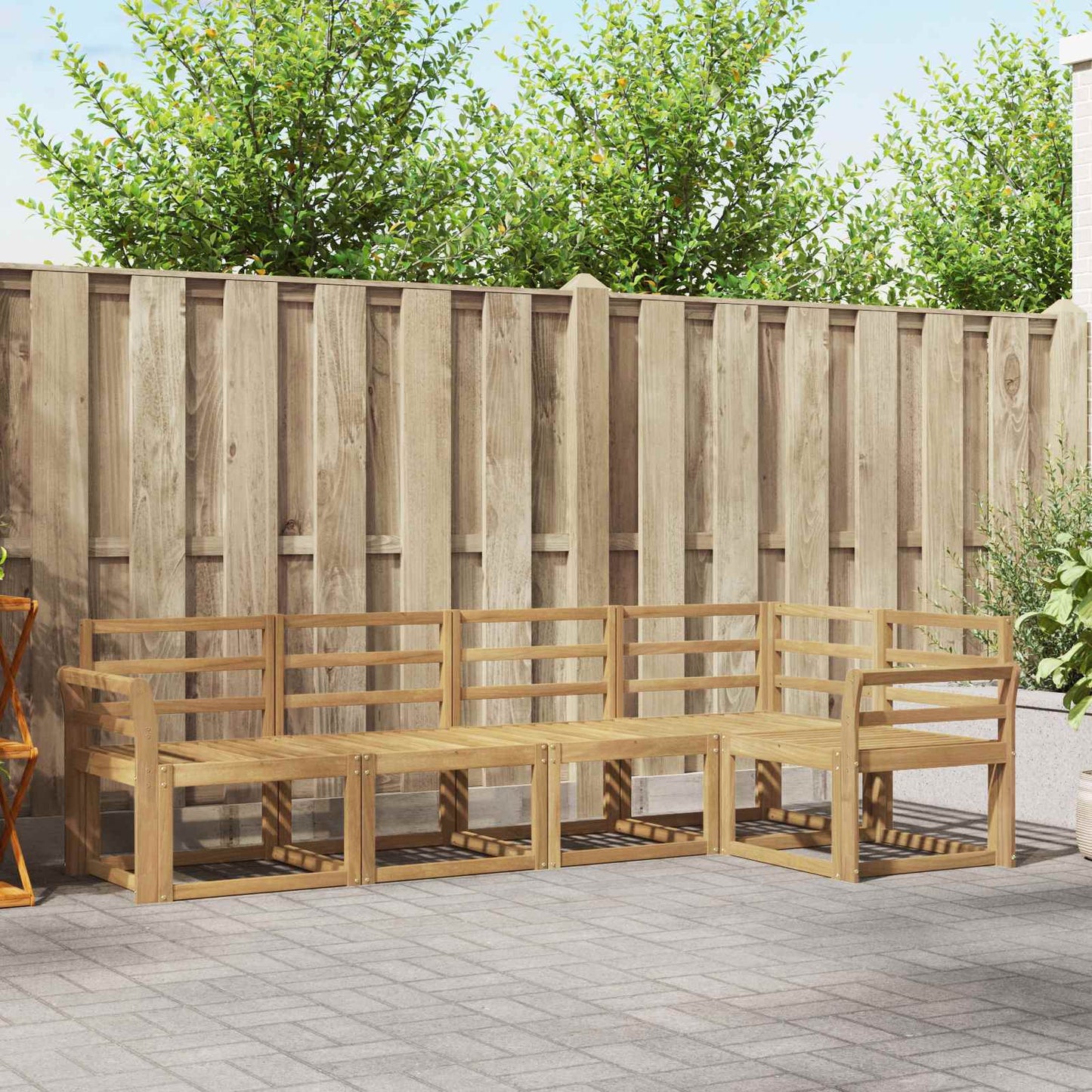 vidaXL Outdoor Sofa Set 5 pcs White Solid Acacia Wood