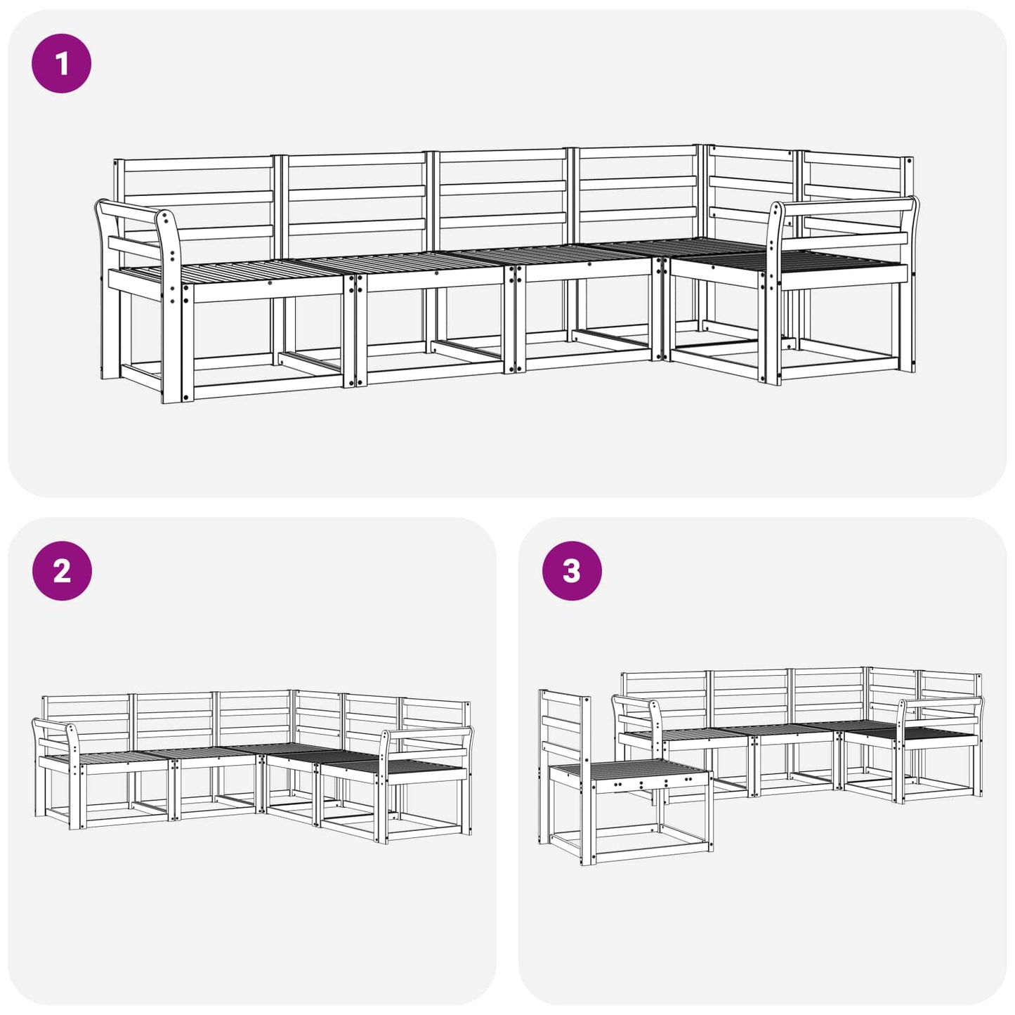 vidaXL Outdoor Sofa Set 5 pcs White Solid Acacia Wood