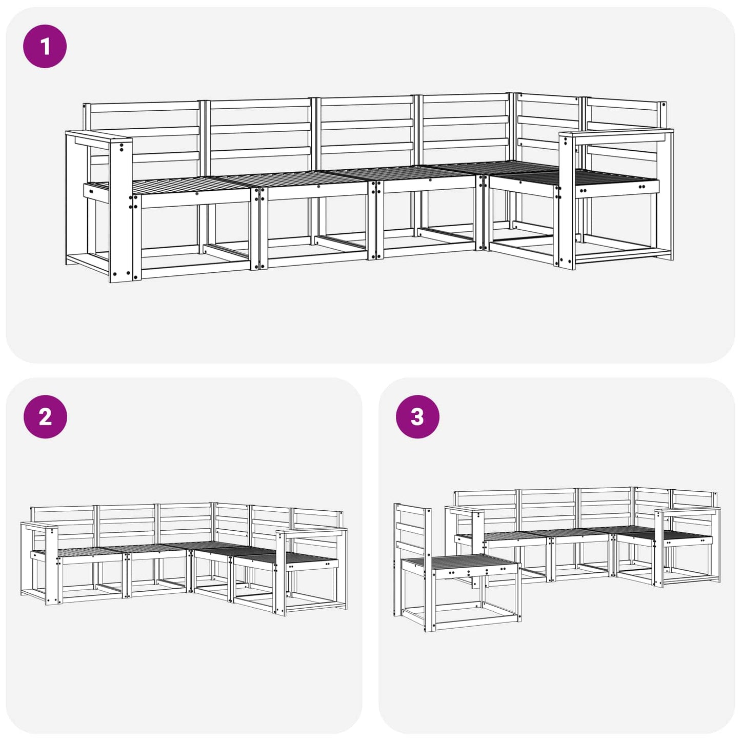 vidaXL Outdoor Sofa Set 5 pcs White Solid Acacia Wood