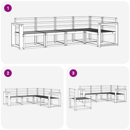 vidaXL Outdoor Sofa Set 5 pcs White Solid Acacia Wood