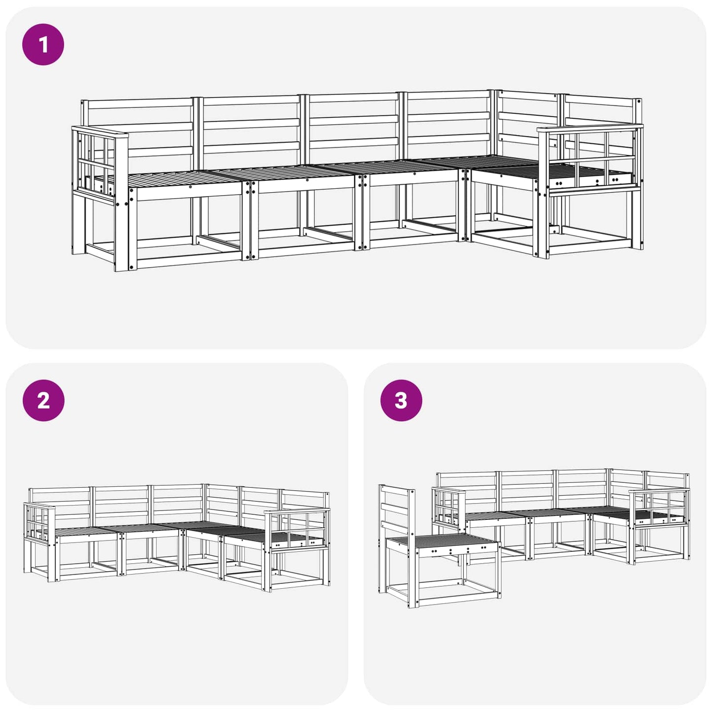 vidaXL Outdoor Sofa Set 5 pcs White Solid Acacia Wood