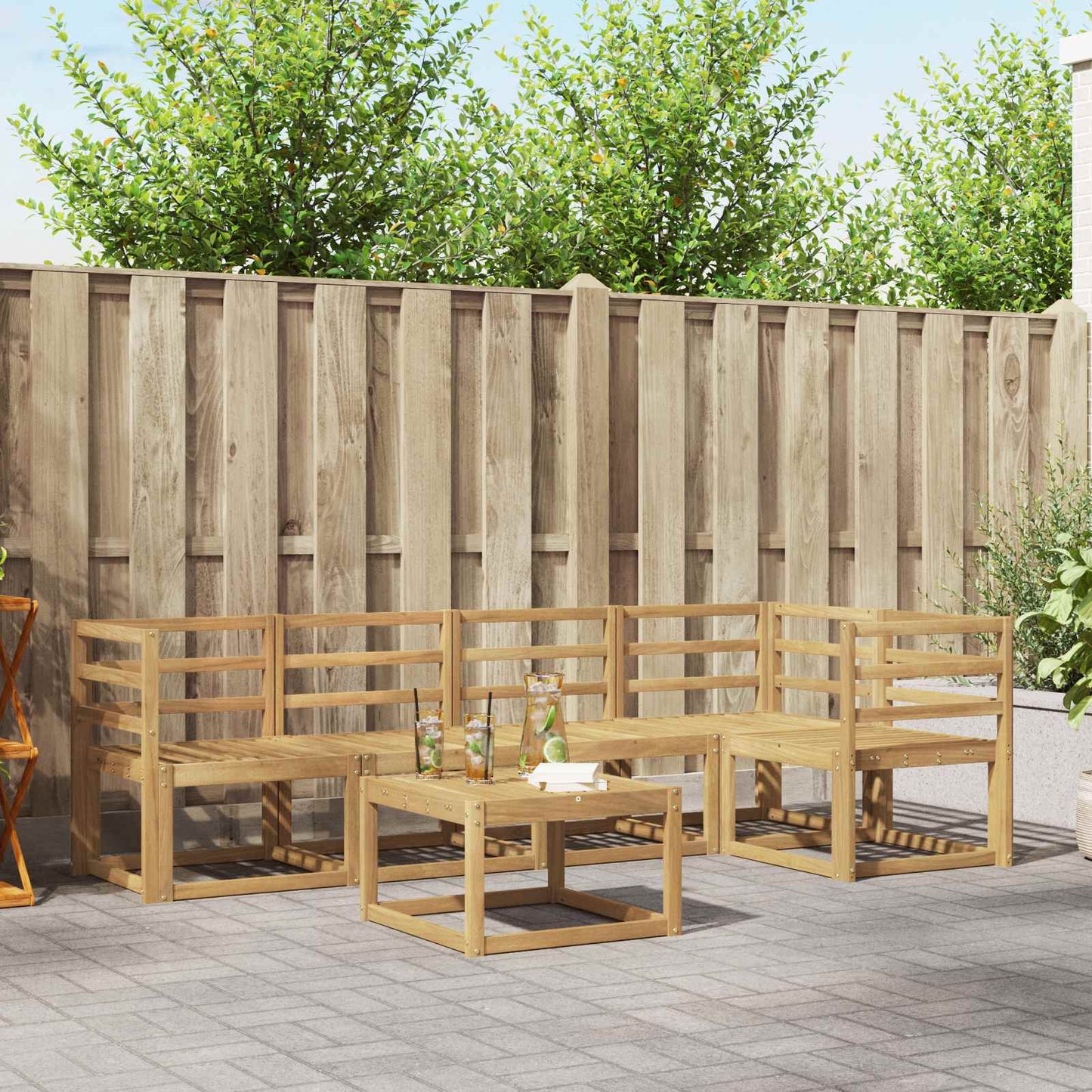 vidaXL Outdoor Sofa Set 6 pcs White Solid Acacia Wood