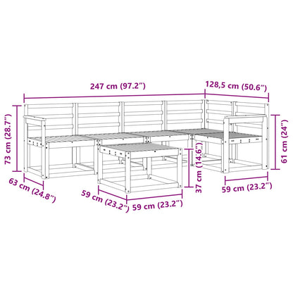 vidaXL Outdoor Sofa Set 6 pcs White Solid Acacia Wood