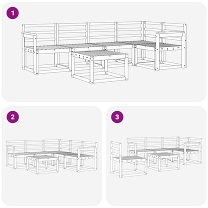 vidaXL Outdoor Sofa Set 6 pcs White Solid Acacia Wood