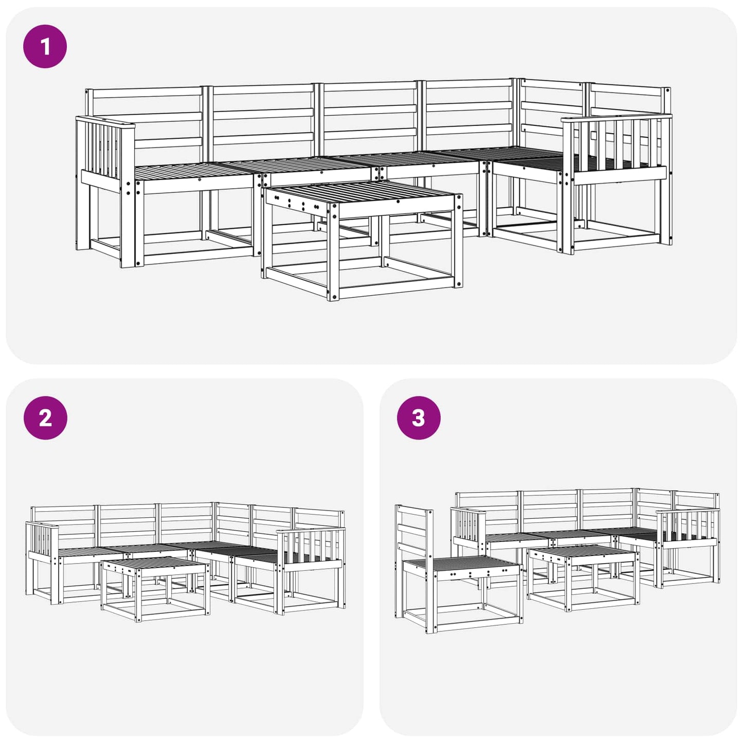 vidaXL Outdoor Sofa Set 6 pcs White Solid Acacia Wood