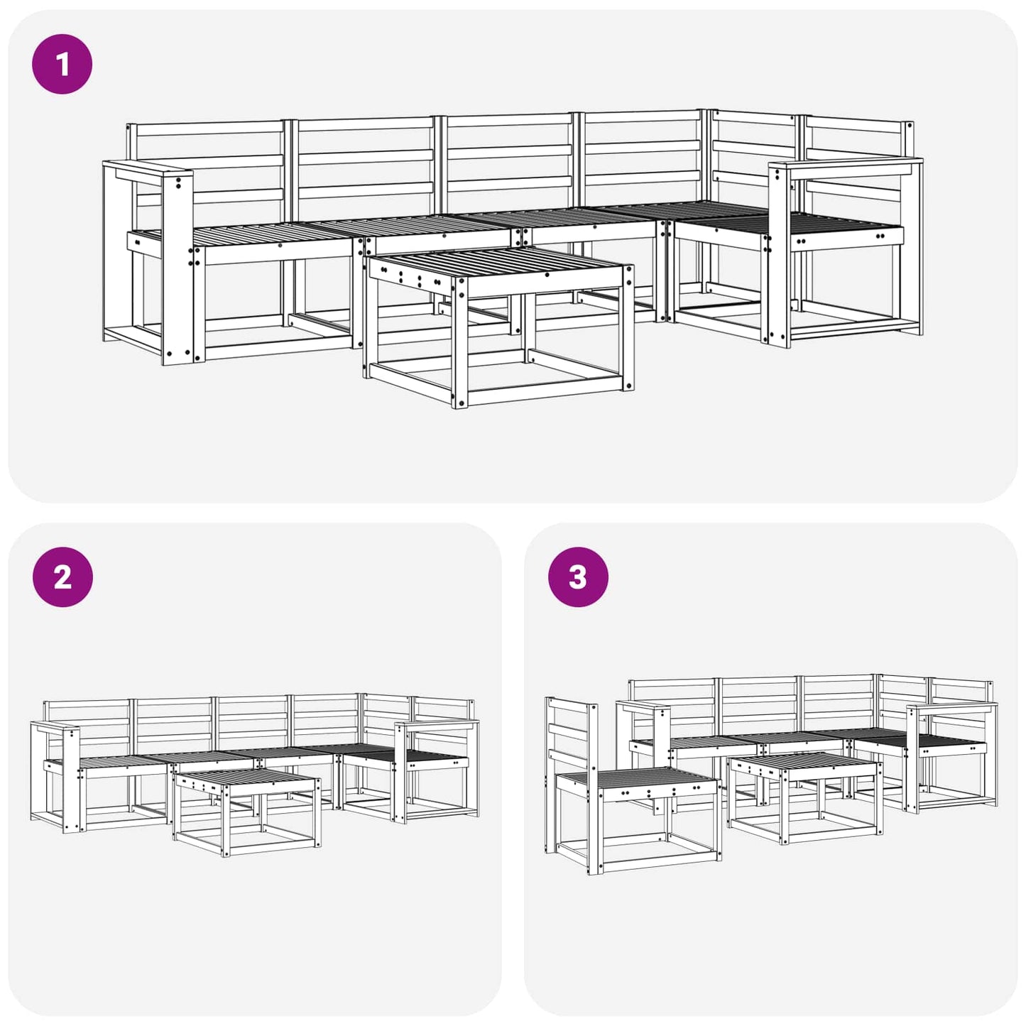 vidaXL Outdoor Sofa Set 6 pcs White Solid Acacia Wood