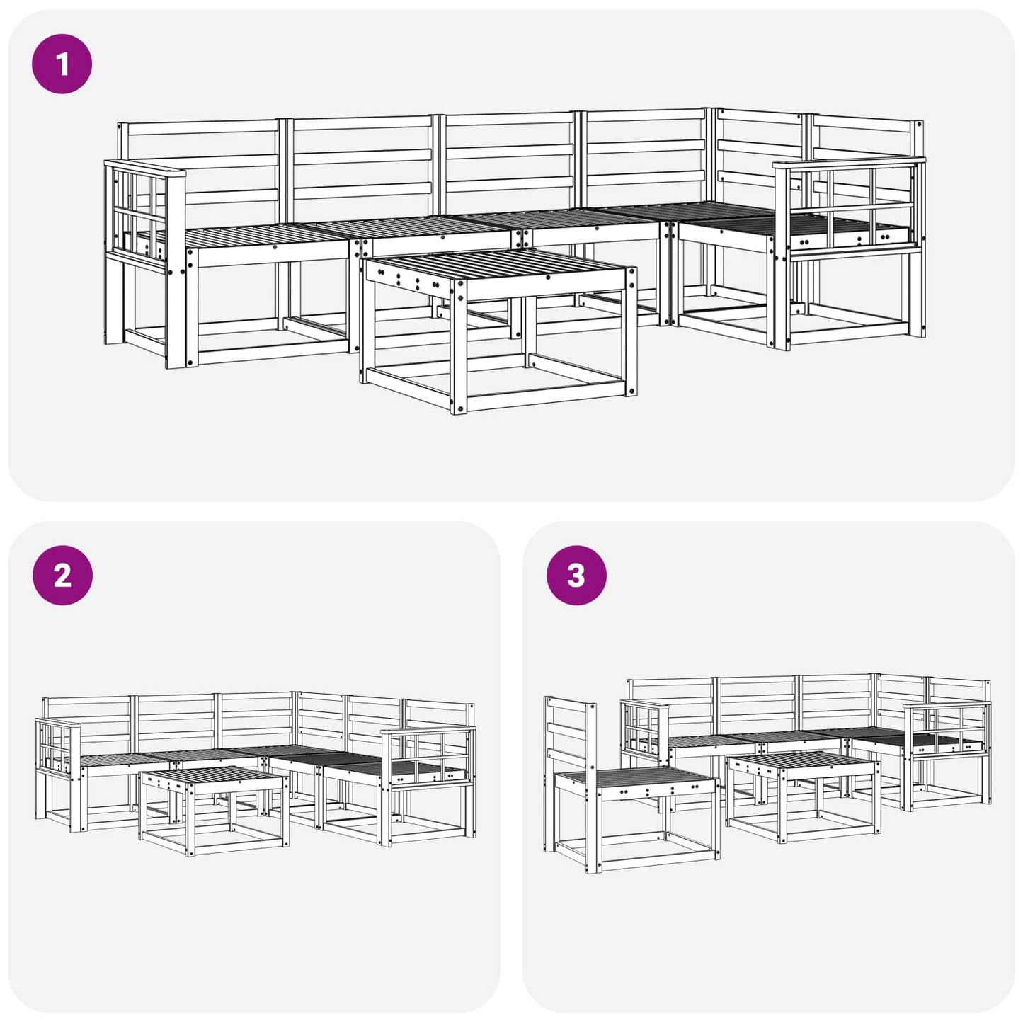 vidaXL Outdoor Sofa Set 6 pcs White Solid Acacia Wood