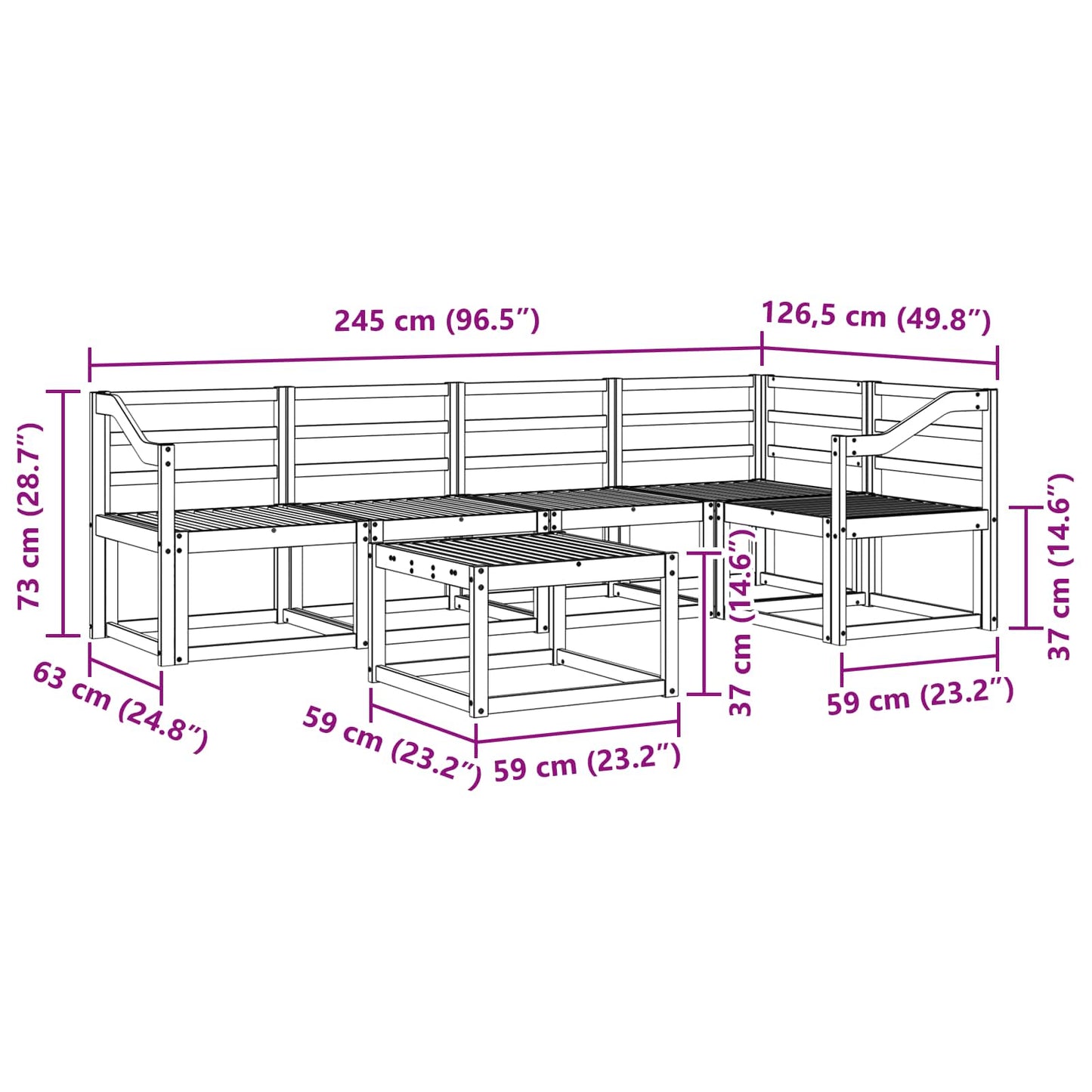 vidaXL Outdoor Sofa Set 6 pcs White Solid Acacia Wood