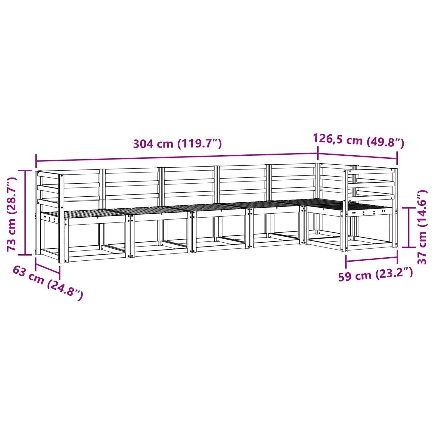 vidaXL Outdoor Sofa Set 6 pcs White Solid Acacia Wood