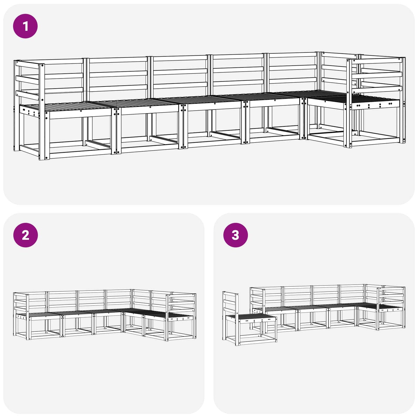vidaXL Outdoor Sofa Set 6 pcs White Solid Acacia Wood