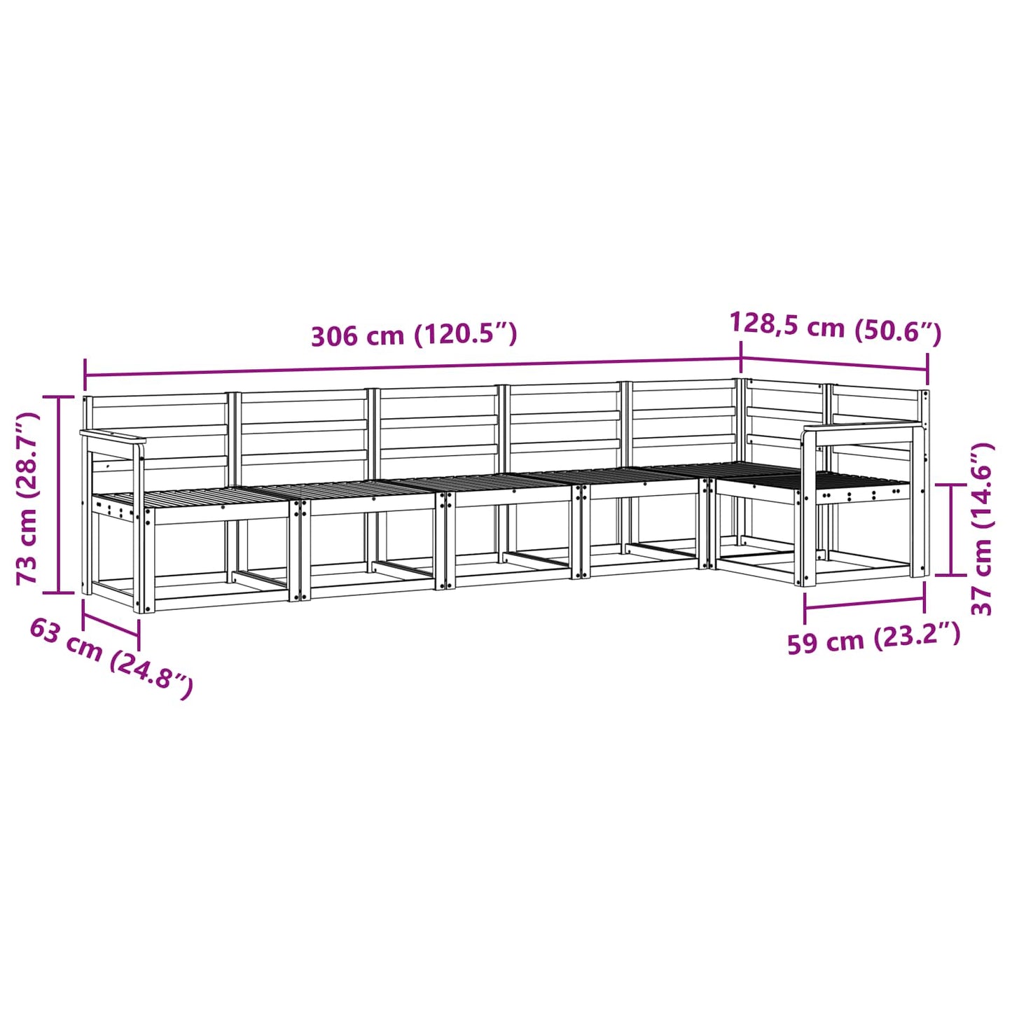 vidaXL Outdoor Sofa Set 6 pcs White Solid Acacia Wood