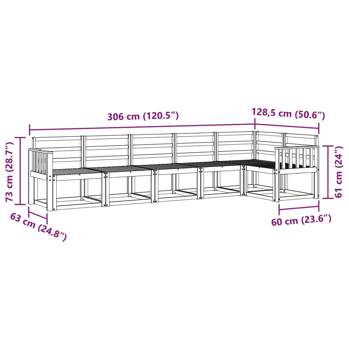 vidaXL Outdoor Sofa Set 6 pcs White Solid Acacia Wood