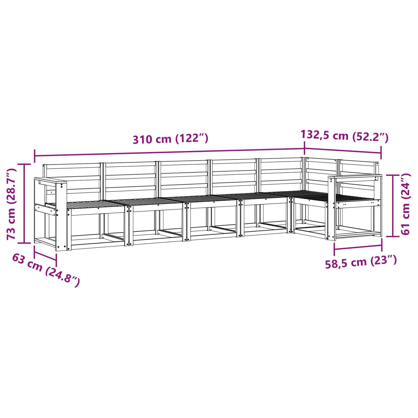 vidaXL Outdoor Sofa Set 6 pcs White Solid Acacia Wood