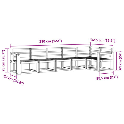 vidaXL Outdoor Sofa Set 6 pcs White Solid Acacia Wood