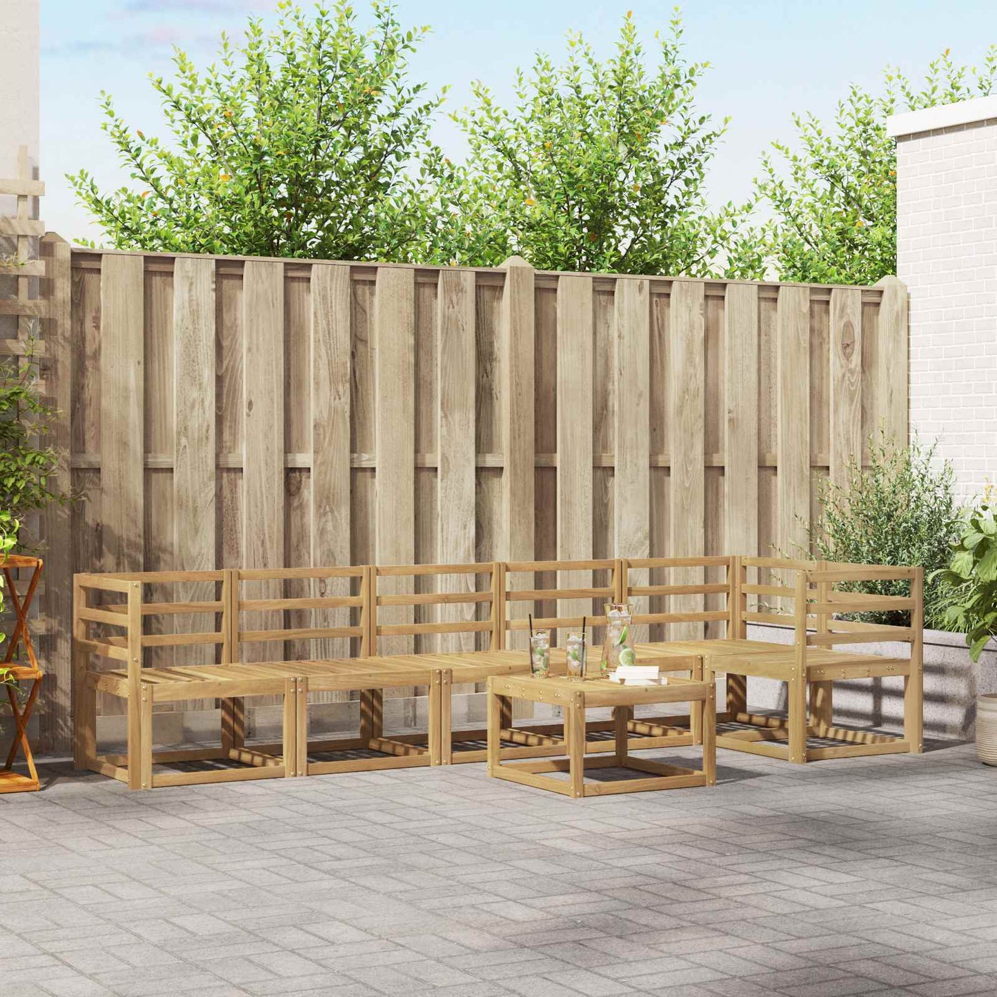 vidaXL Outdoor Sofa Set 7 pcs White Solid Acacia Wood