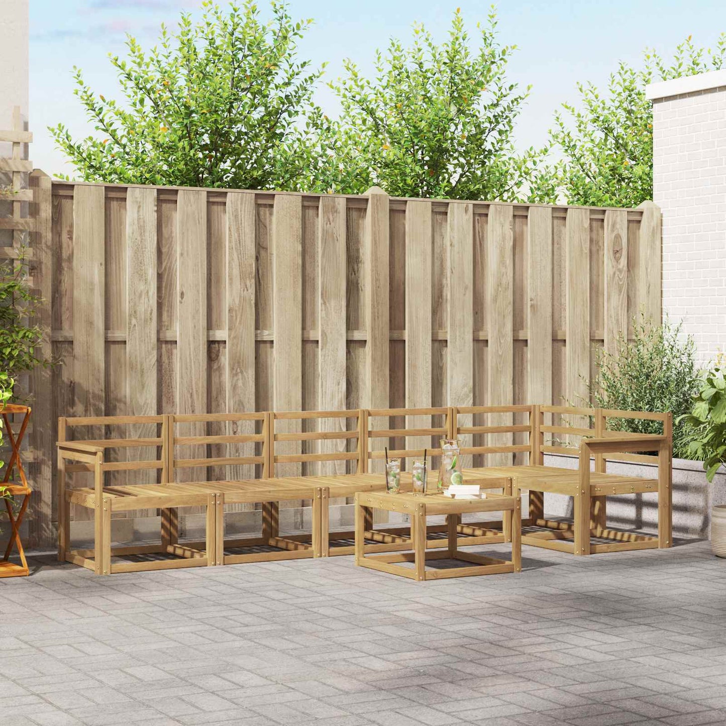 vidaXL Outdoor Sofa Set 7 pcs White Solid Acacia Wood