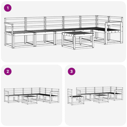 vidaXL Outdoor Sofa Set 7 pcs White Solid Acacia Wood