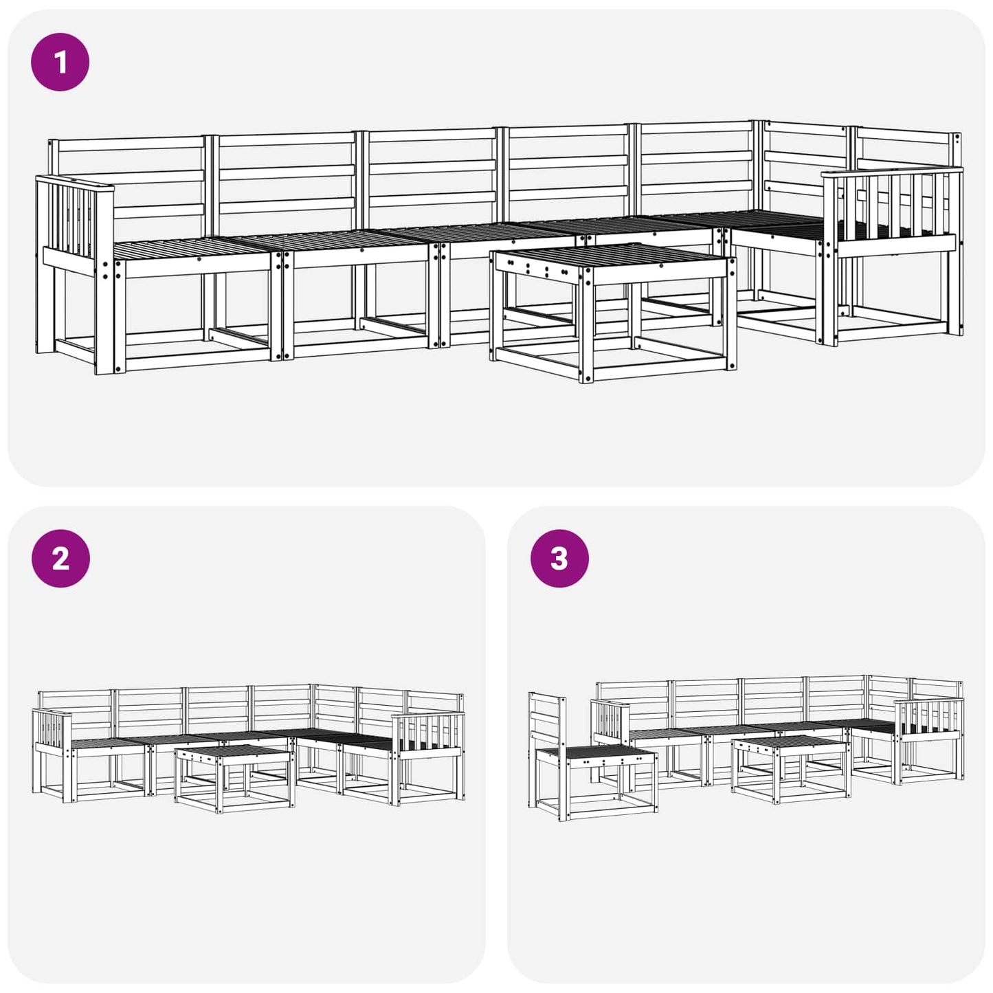 vidaXL Outdoor Sofa Set 7 pcs White Solid Acacia Wood