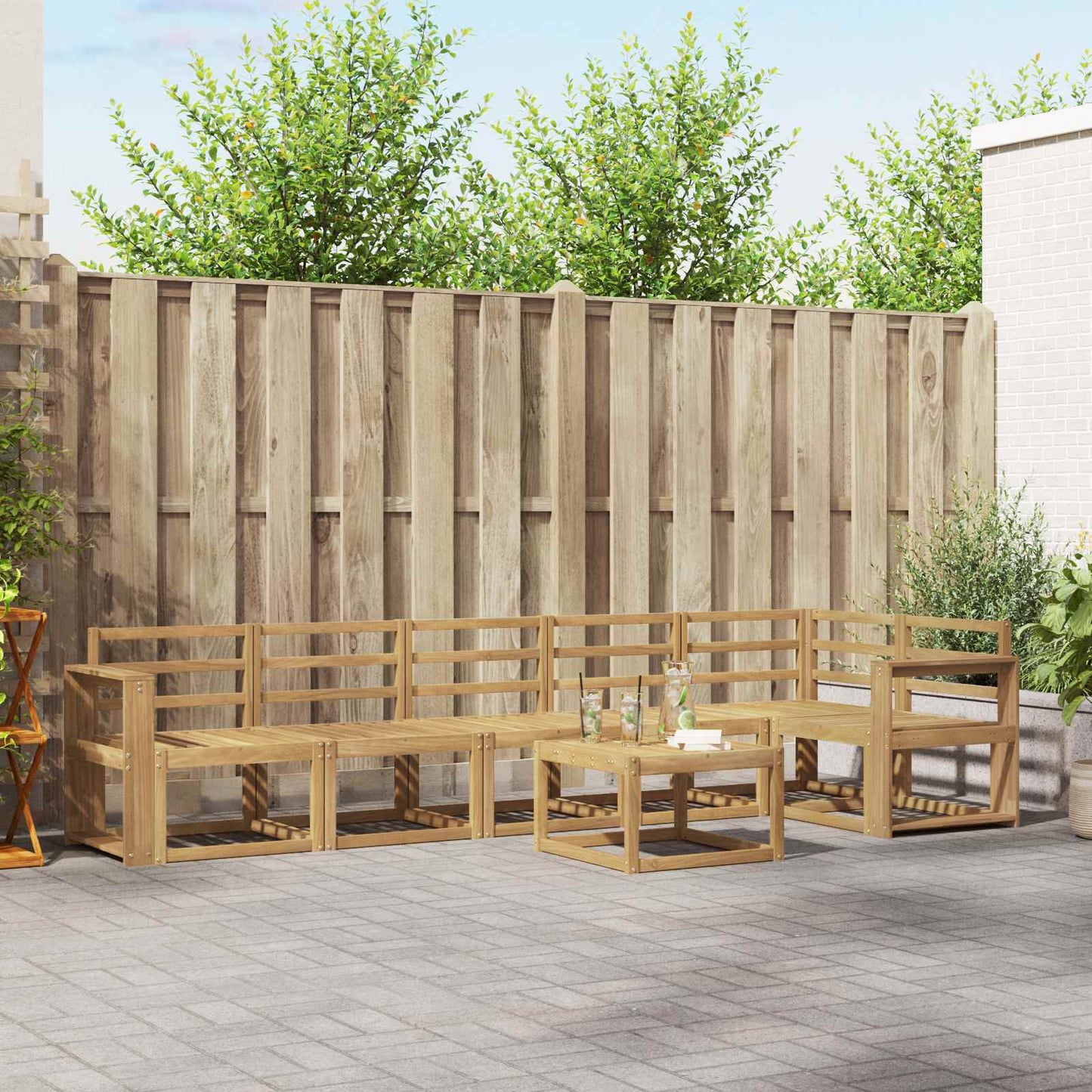 vidaXL Outdoor Sofa Set 7 pcs White Solid Acacia Wood
