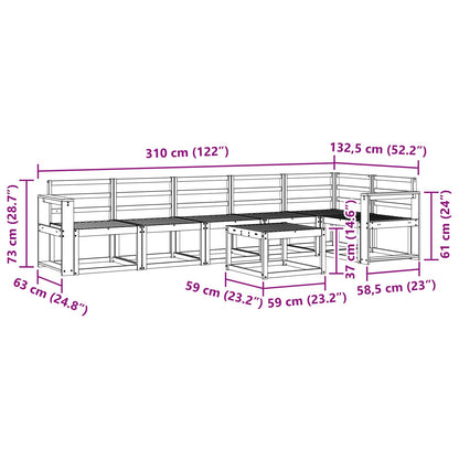 vidaXL Outdoor Sofa Set 7 pcs White Solid Acacia Wood