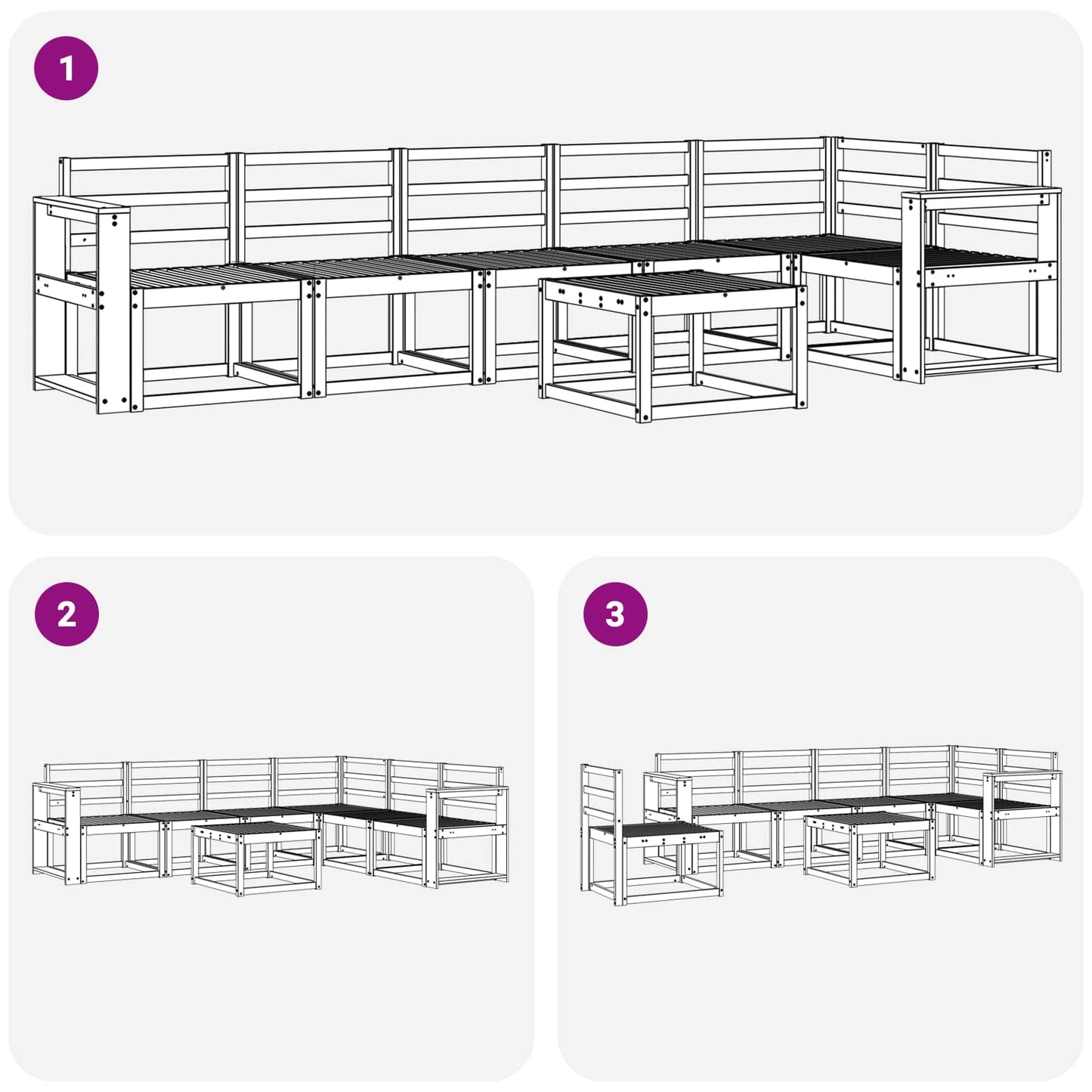 vidaXL Outdoor Sofa Set 7 pcs White Solid Acacia Wood