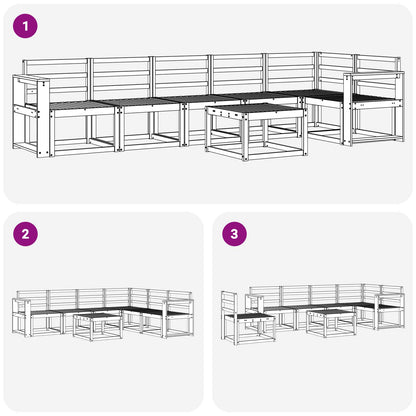 vidaXL Outdoor Sofa Set 7 pcs White Solid Acacia Wood