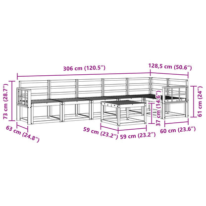 vidaXL Outdoor Sofa Set 7 pcs White Solid Acacia Wood