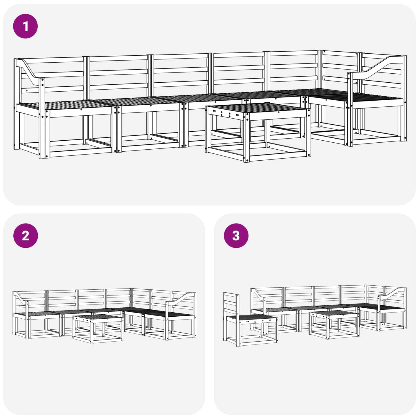 vidaXL Outdoor Sofa Set 7 pcs White Solid Acacia Wood