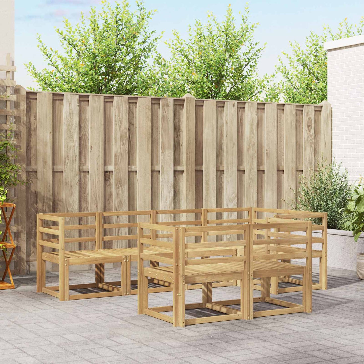 vidaXL Outdoor Sofa Set 7 pcs White Solid Acacia Wood