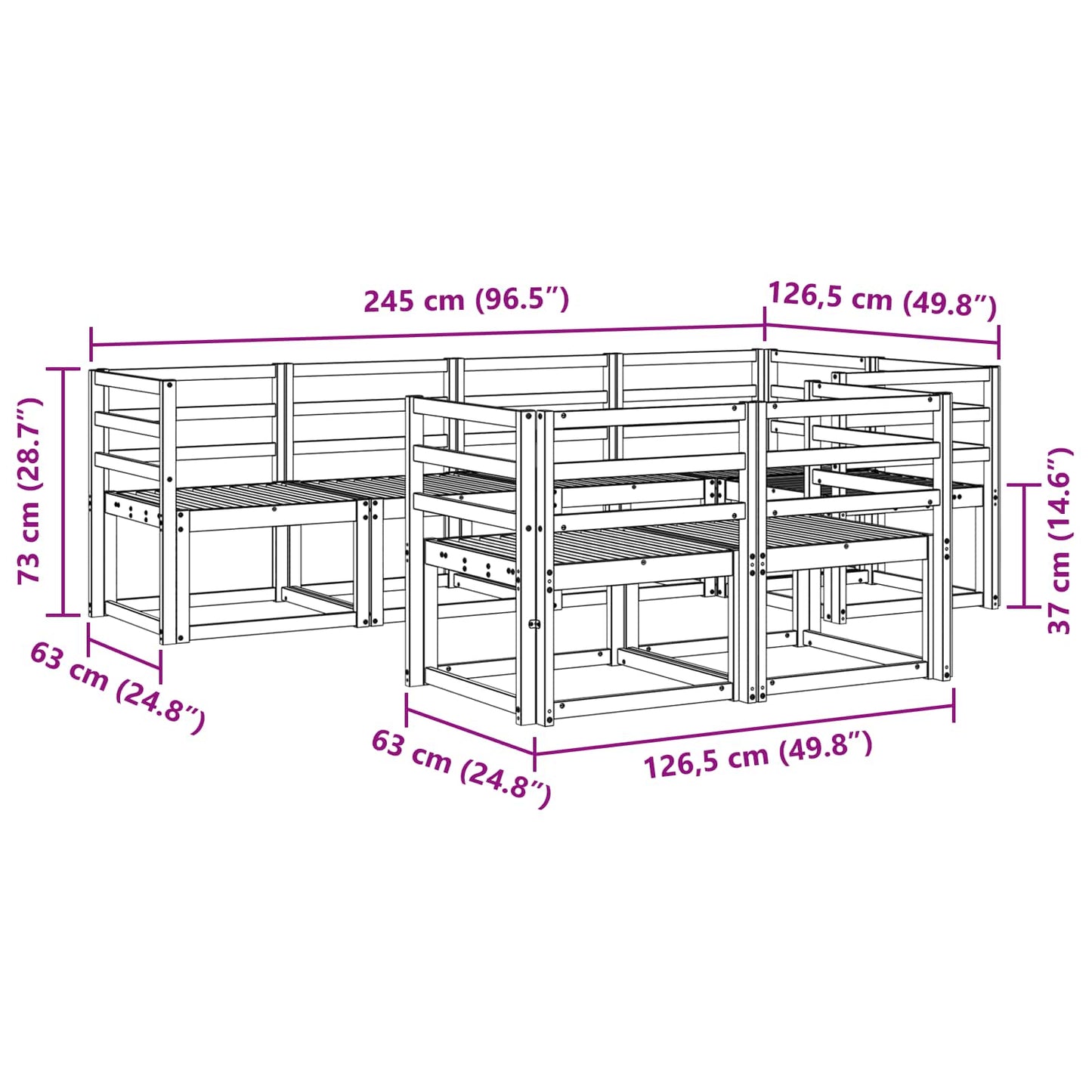 vidaXL Outdoor Sofa Set 7 pcs White Solid Acacia Wood