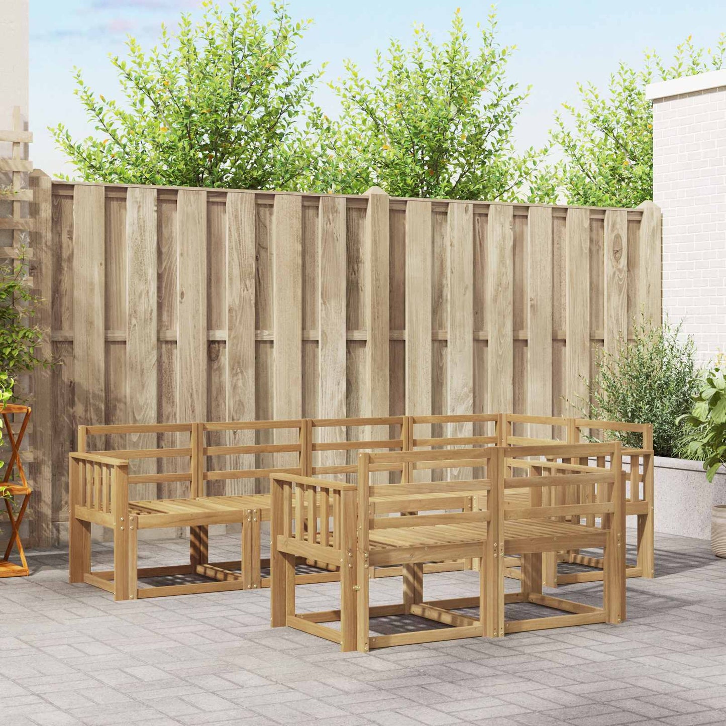 vidaXL Outdoor Sofa Set 7 pcs White Solid Acacia Wood