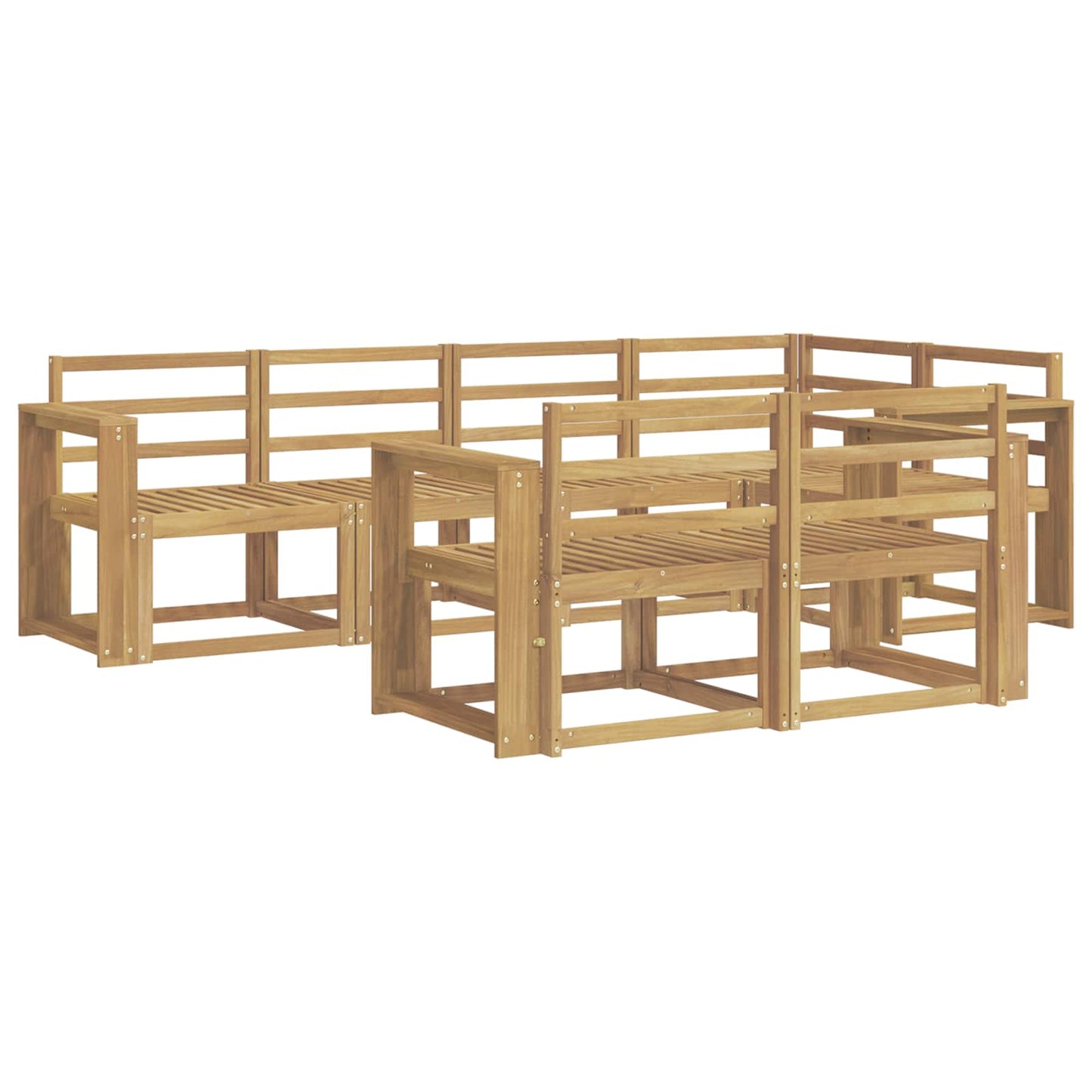vidaXL Outdoor Sofa Set 7 pcs White Solid Acacia Wood