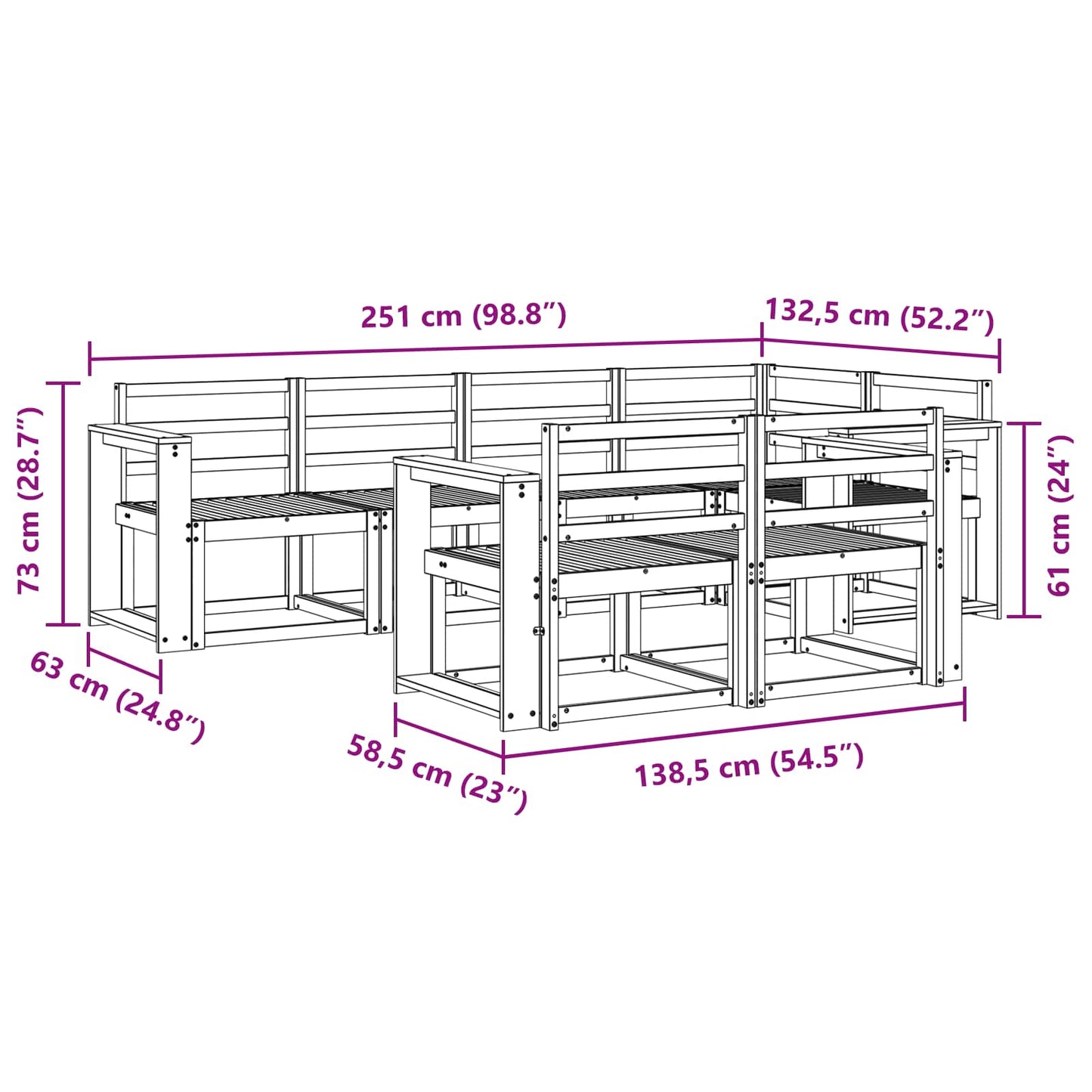 vidaXL Outdoor Sofa Set 7 pcs White Solid Acacia Wood
