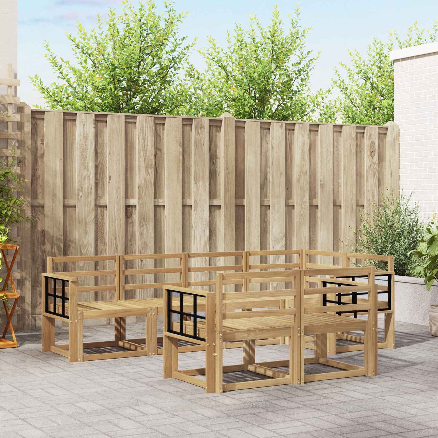 vidaXL Outdoor Sofa Set 7 pcs White Solid Acacia Wood