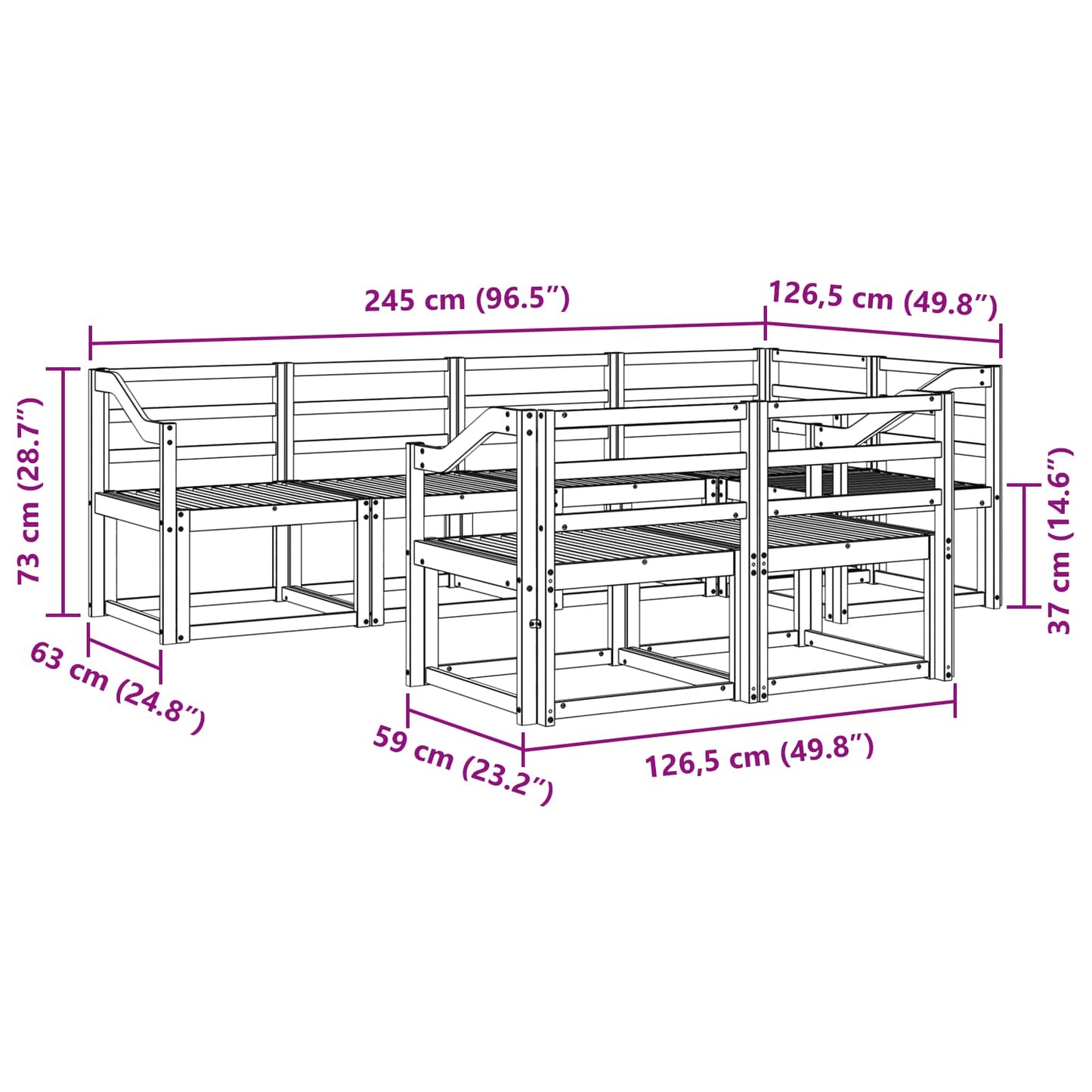vidaXL Outdoor Sofa Set 7 pcs White Solid Acacia Wood