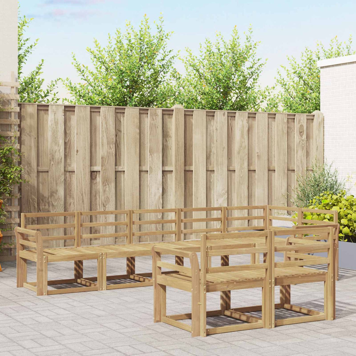 vidaXL Outdoor Sofa Set 8 pcs White Solid Acacia Wood